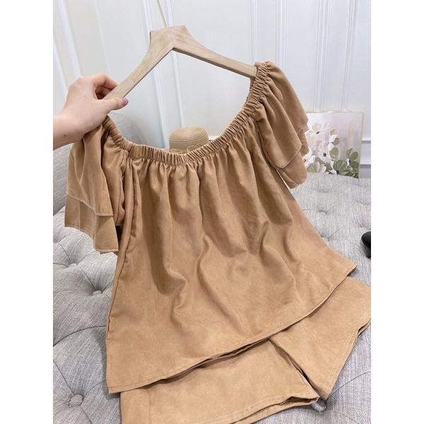 Sét áo trễ vai mix quần short