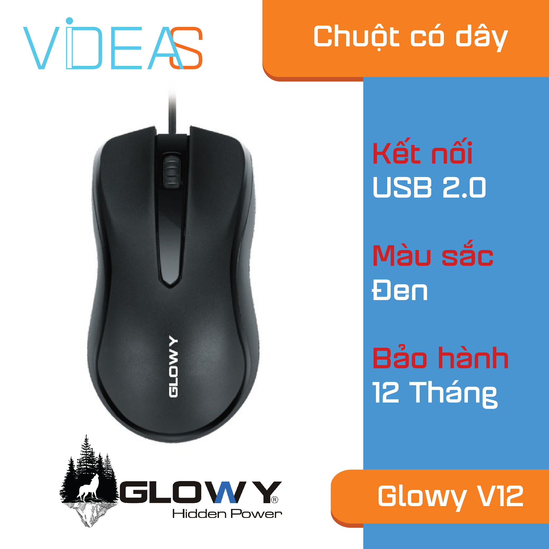 Chuột máy tính Glowy V12 _ Hàng Chính Hãng