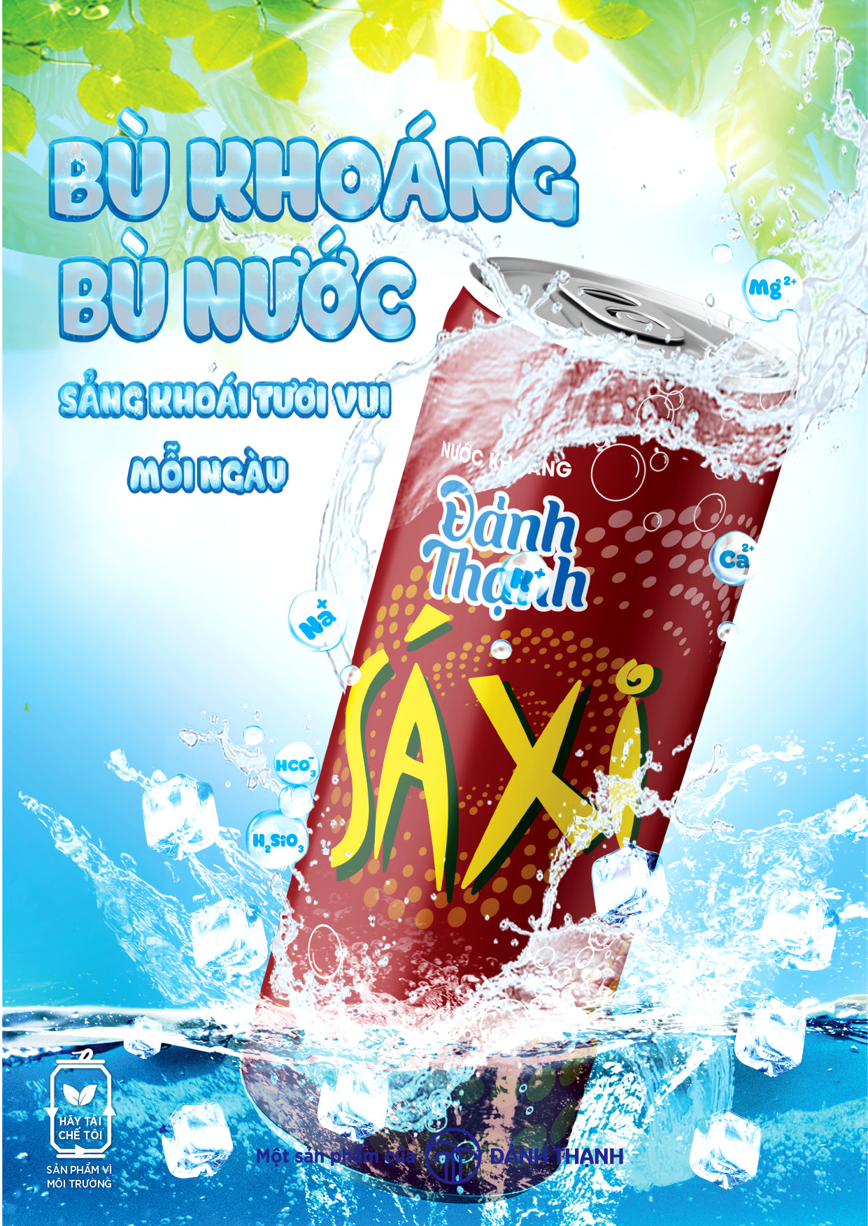 Thùng 24 Lon Nước Khoáng Thiên Nhiên Có Ga Đảnh Thạnh Khoáng Sá Xị lon 330ml