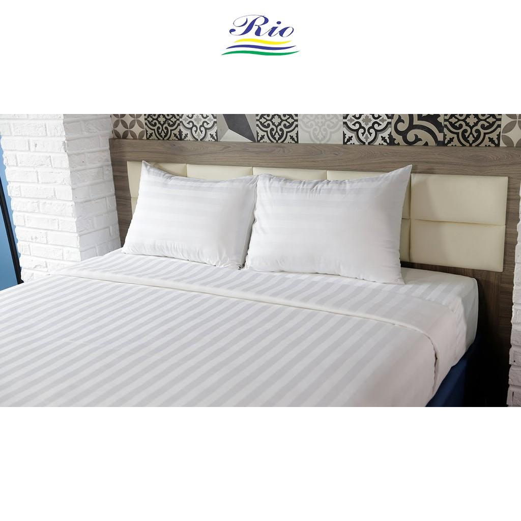 Bộ Drap Và 2 Vỏ Gối Trắng Sọc Riotex - Đủ Kích Thước Cho Khách Sạn, Nhà Nghỉ