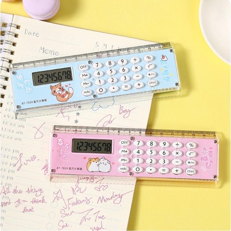 Thước kẻ kèm máy tính mini - Thước kẻ 2 trong 1