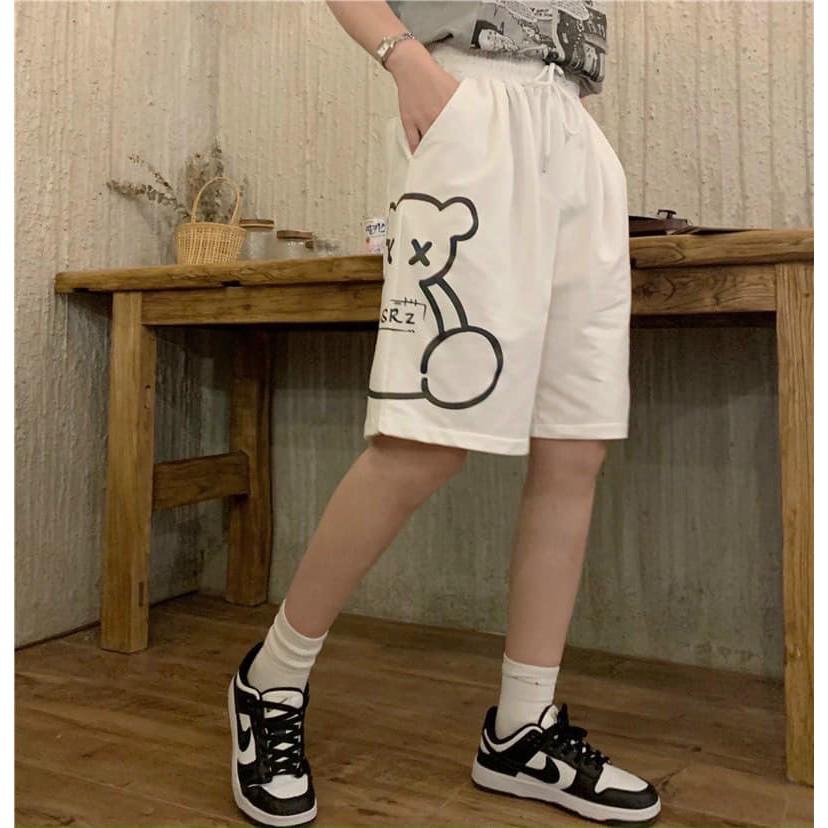 Quần Đùi In Gấu Cực Hot - Form Unisex Freesize 38-70kg Nam Nữ
