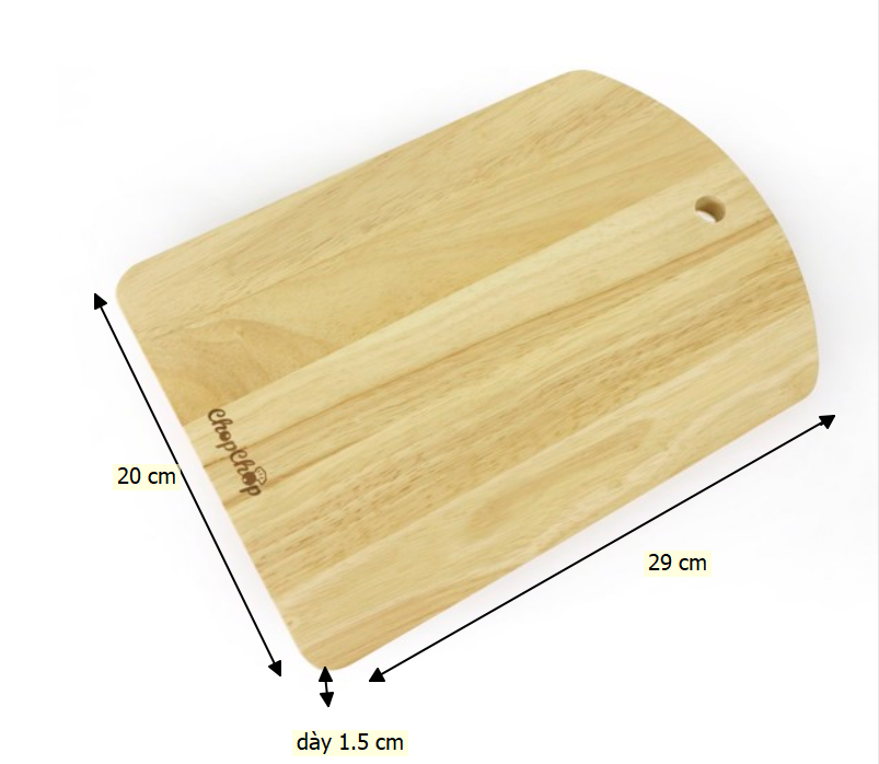 Thớt Chữ Nhật Chopchop Tò Vò, Kích Thước 29x20x1.5 cm - Gỗ Cao Su Bền Đẹp Sang Trọng Cho Không Gian Bếp