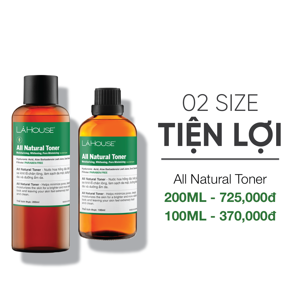 Nước hoa hồng giúp làm sáng da Lá House Lá Care All Natural Toner 200ml/100ml