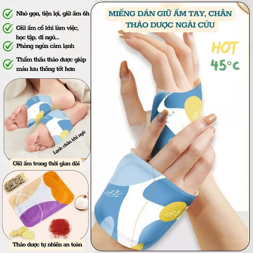 COMBO 2 Gói Gồm 4 Miếng Dán Giữ Nhiệt Bàn Chân Bàn Tay Dán Nóng Ủ Ấm Chân Ấm Áp Cả Ngày Văn Phòng Du Lịch Dã Ngoại Phượt