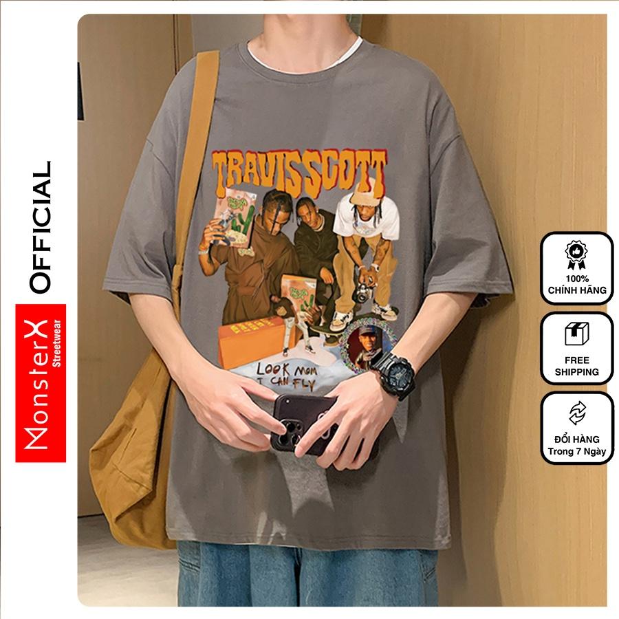 Áo thun unisex MonsterX RAP phông tay lỡ nam nữ form rộng Oversize 3 màu