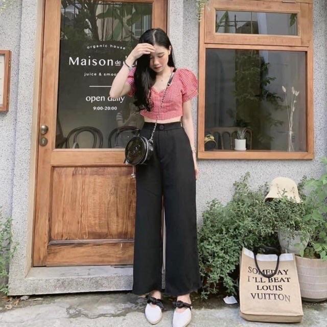 [Quần suông nữ] Quần culottes đũi dáng dài quần ống rộng siêu Hot