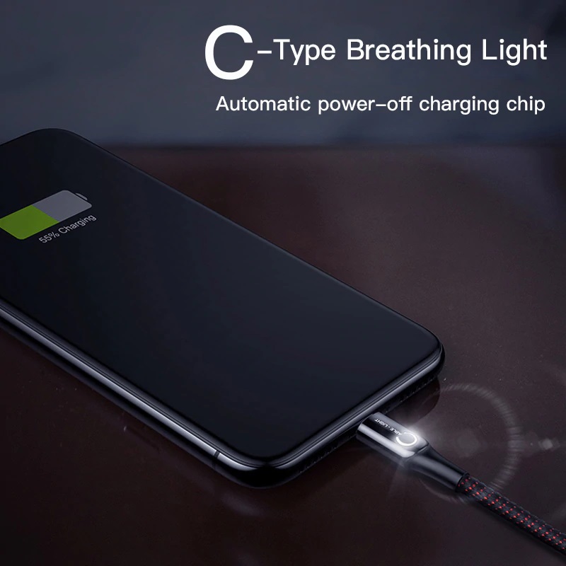Dây Cáp sạc Type-C tự ngắt Baseus C Shape Light - Hàng chính hãng