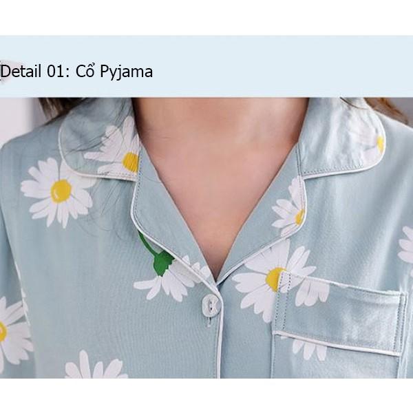 Bộ Đồ Pyjama Bầu Và Sau Sinh Dài Tay Az9446 Chất Liệu 100%Cotton Họa Tiết Hoa Cúc Dễ Thương Có Thiết Kế Cho Bé Ti