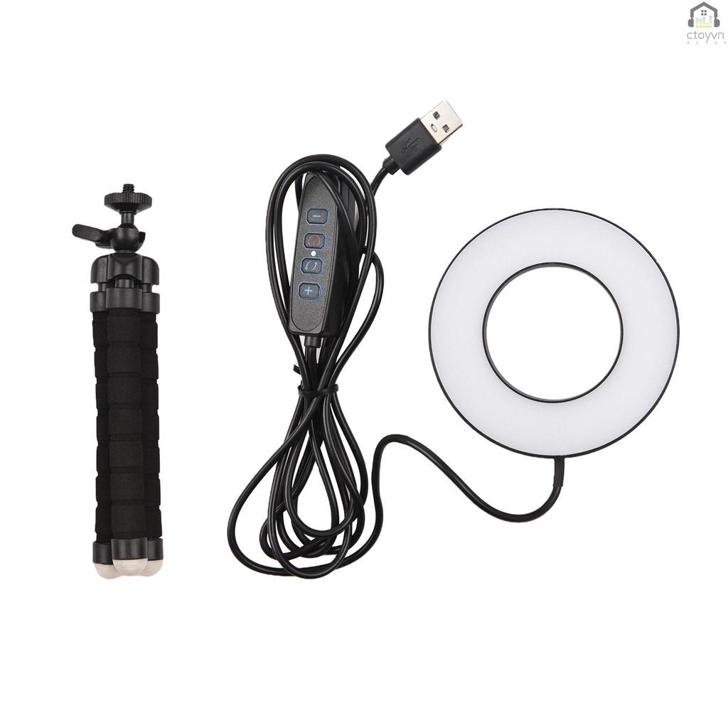 Vòng đèn 3 màu 9CM/3.5IN có giá đỡ ba chân để bàn 3200K -6000K 10 có thể điều chỉnh độ sáng cho phát sóng trực tiếp