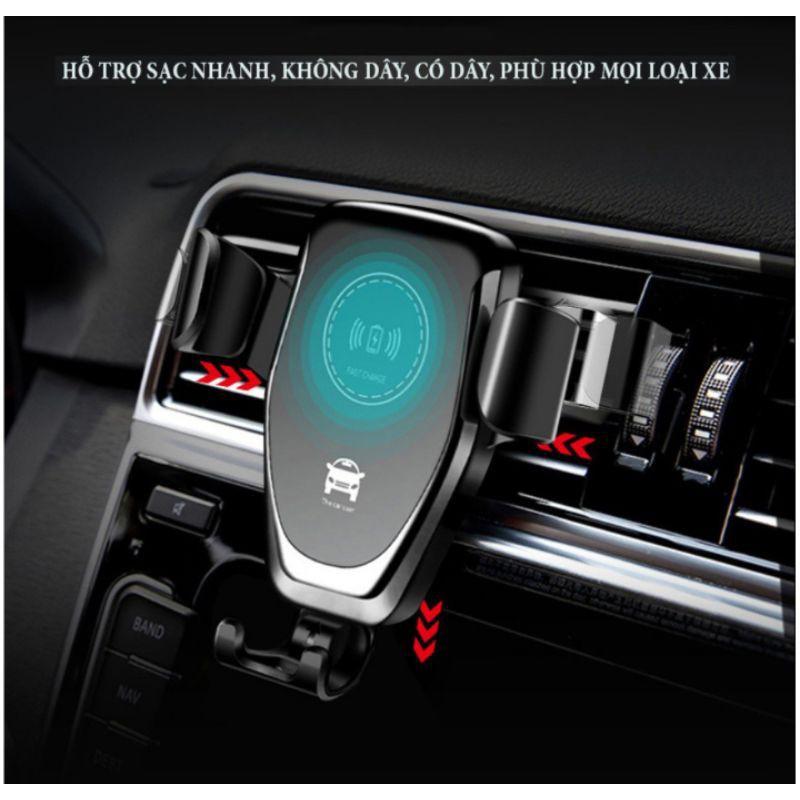 Kẹp điện thoại gắn cửa điều hòa ô tô hỗ trợ sạc nhanh không dây 2in1 lắp các loại xe