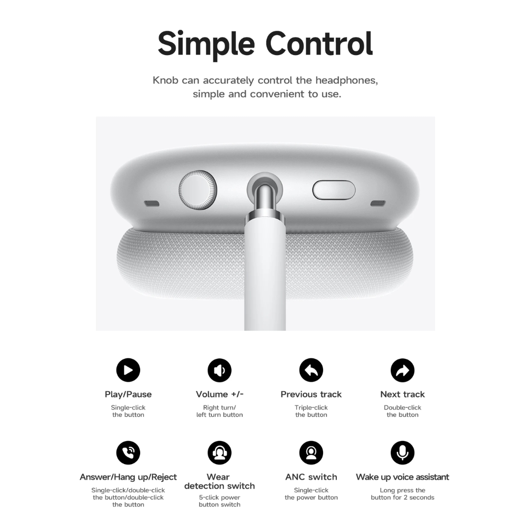 Tai Nghe Bluetooth 6.0 chống ồn chủ động SonicMax ANC 38dB hiêuWiWU Airbuds MAX TD-18 -38dB | Driver 40mm | Pin 40 Giờ | Earcups Xoay 360 | Headband Thoáng Khí - hàng nhập khẩu