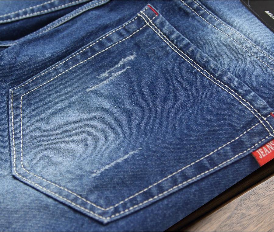 Quần short jean nam xanh cào xước Q37