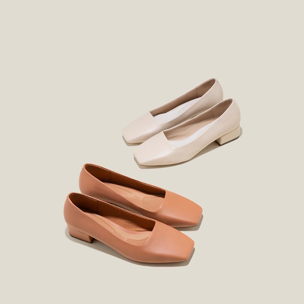Vascara Giày Leather Bít Mũi Vuông Gót Trụ - BMN 0614