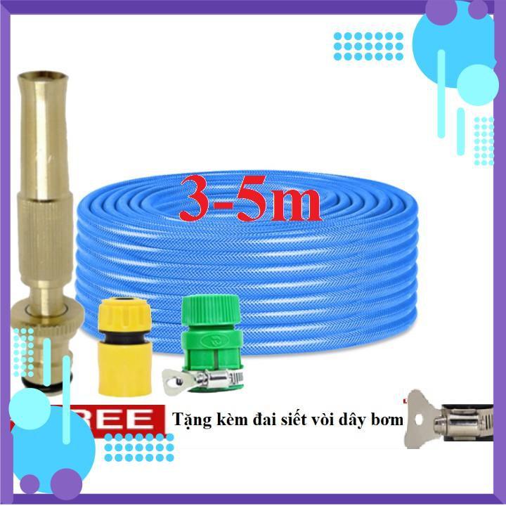 ️ Bộ dây vòi xịt nước rửa xe, tưới cây , tăng áp 3 lần, loại 3m, 5m 206587 cút sập,nối nhựa vàng+ đai