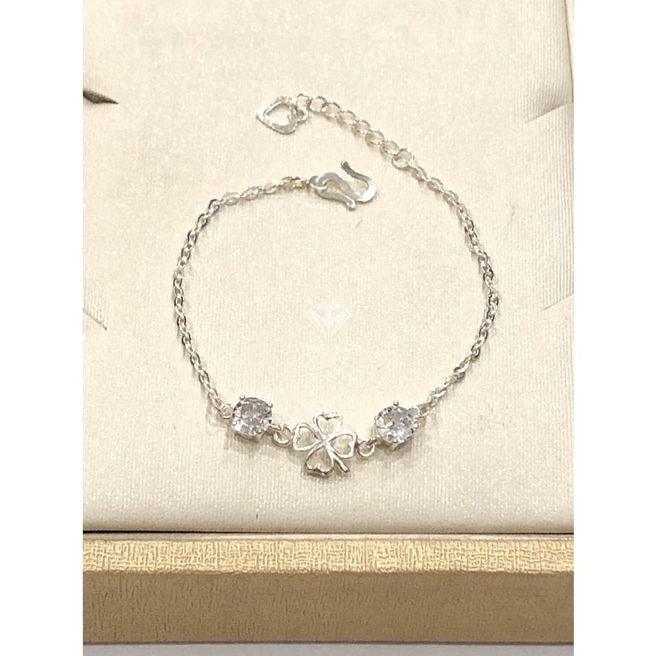 Lắc tay nữ cỏ bốn lá bạc ta,Lăc tay bạc nữ cỏ 4 lá chất liệu bạc ta-Minh Tâm Jewelry