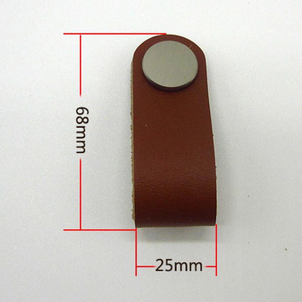 20x Leather Luggage Bags Handle Closet Wardrobe Drawers Door Pull Knob Brown