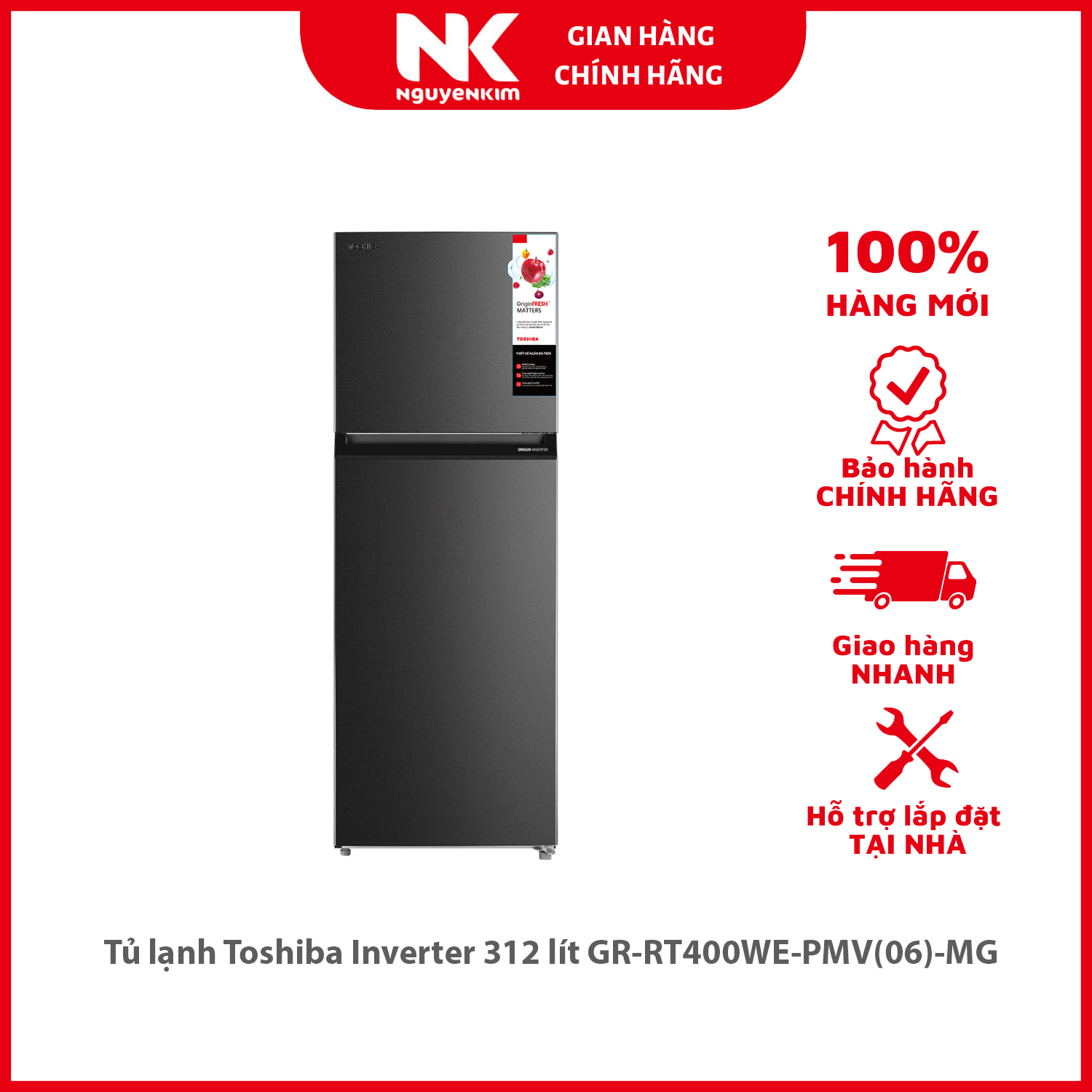 Tủ lạnh Toshiba Inverter 312 lít GR-RT400WE-PMV(06)-MG - Hàng chính hãng [Giao hàng toàn quốc]