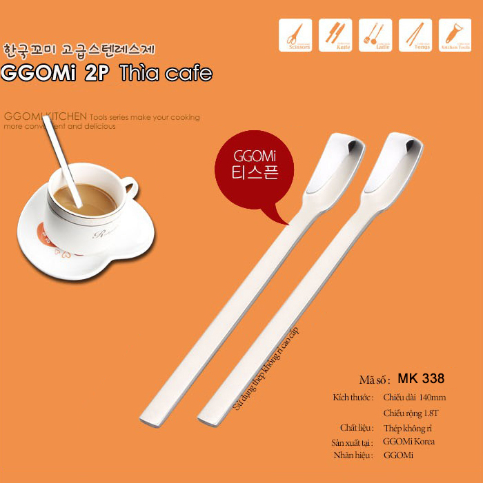 [HÀNG CHÍNH HÃNG]Bộ thìa pha trà, pha cafe bằng thép không gỉ an toàn sức khỏe dài 14cm của GGOMi Hàn Quốc