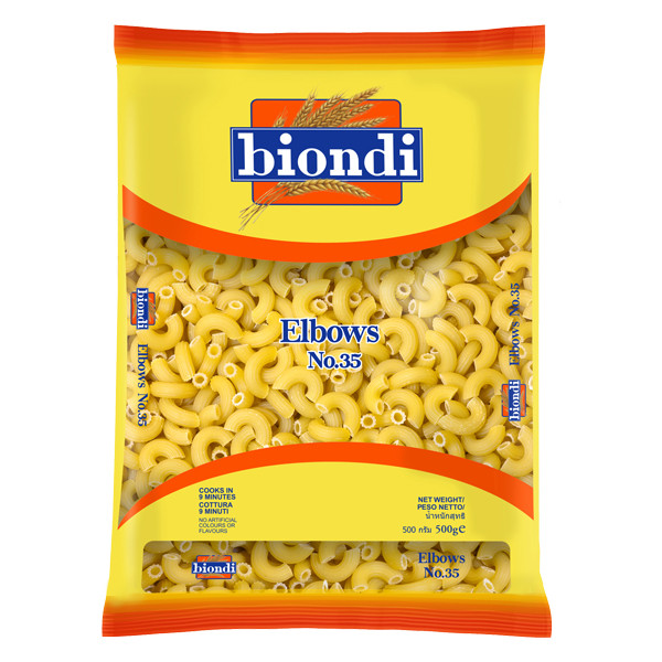 COMBO 5 Gói Nui Chữ C Elbows Số 35 Biondi 500g (Thương Hiệu Úc - SX Thái Lan)
