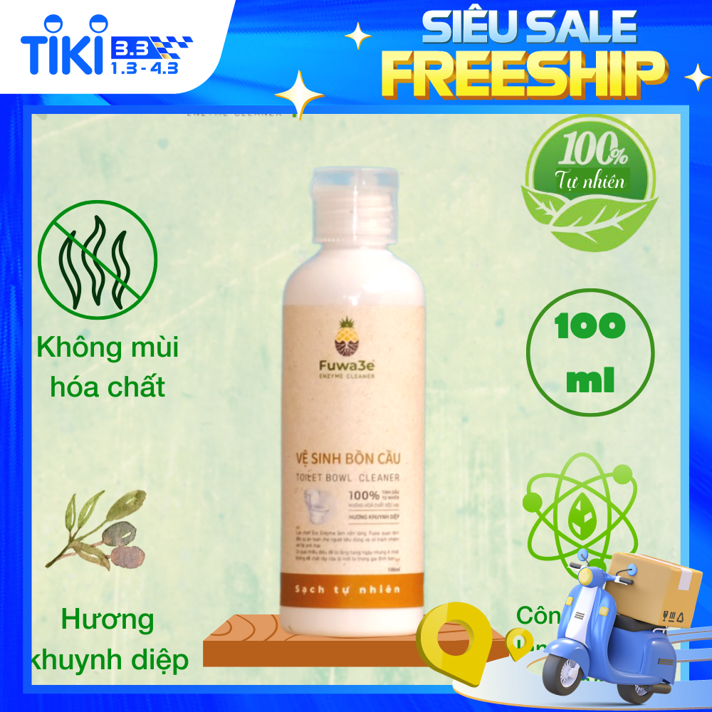 Nước tẩy bồn cầu Fuwa3e hữu cơ diệt khuẩn với tinh chất khuynh diệp 100ml