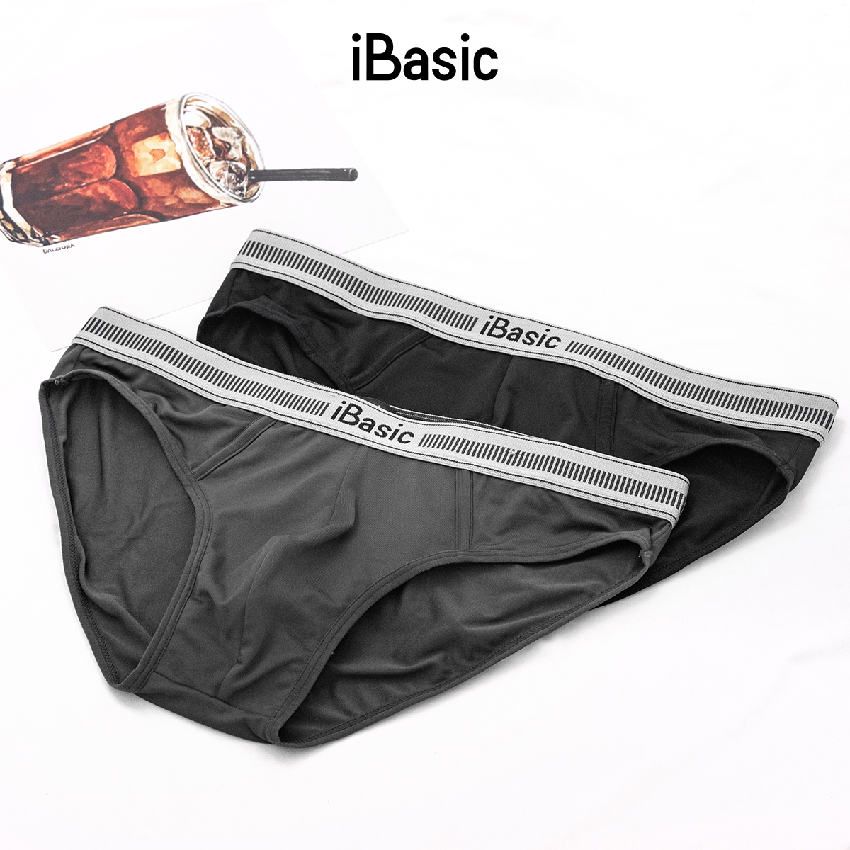 Quần lót nam phom brief lưng thun poly logo IB iBasic PANM117
