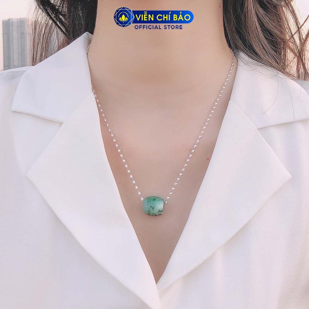 Dây chuyền bạc nữ S925 mặt Lu thống xanh lá cẩm thạch thời trang phụ kiện trang sức nữ Viễn Chí Bảo M200318 D400098