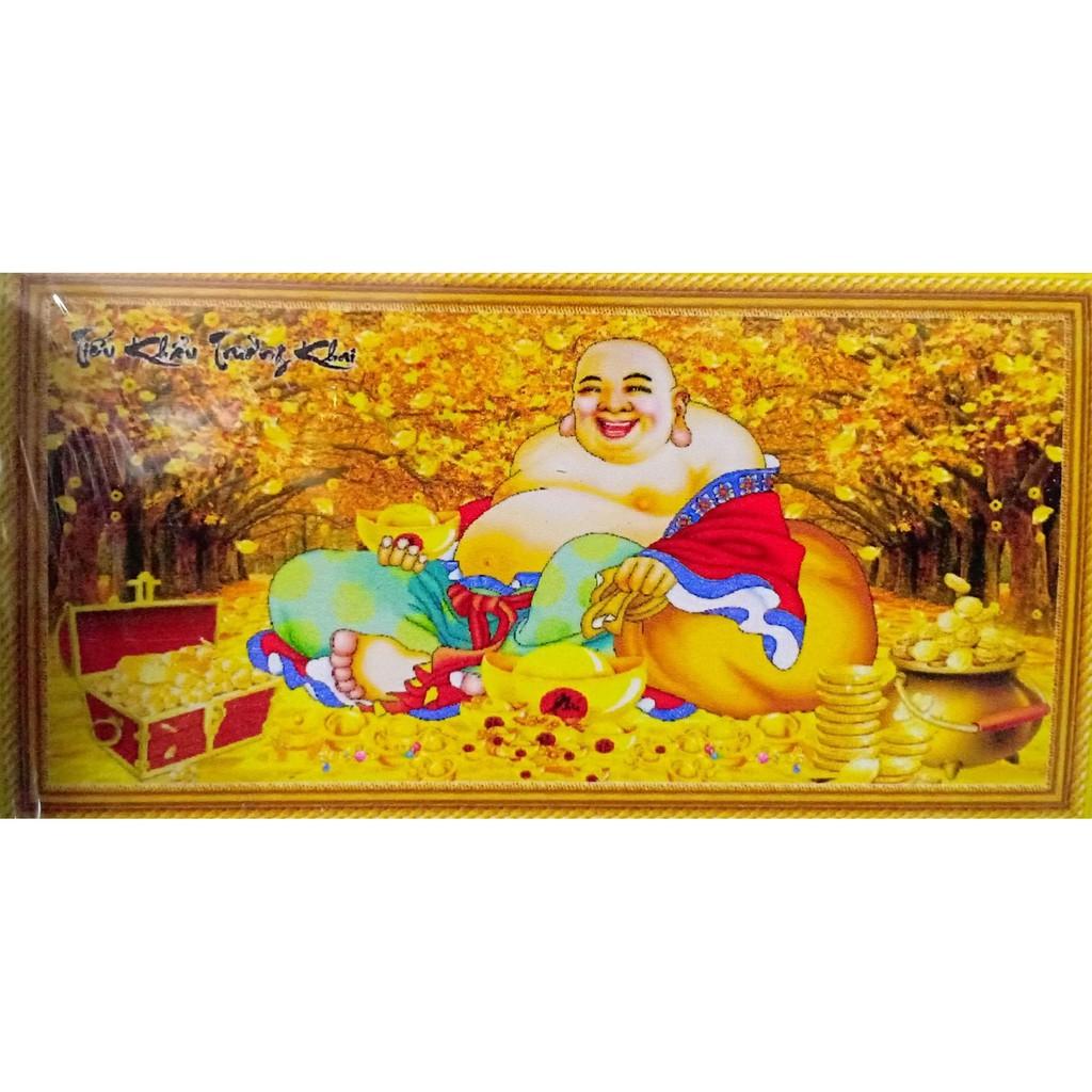 Tranh thêu Phật Di Lặc kim tiền X8237 - kích thước: 84 * 44cm.