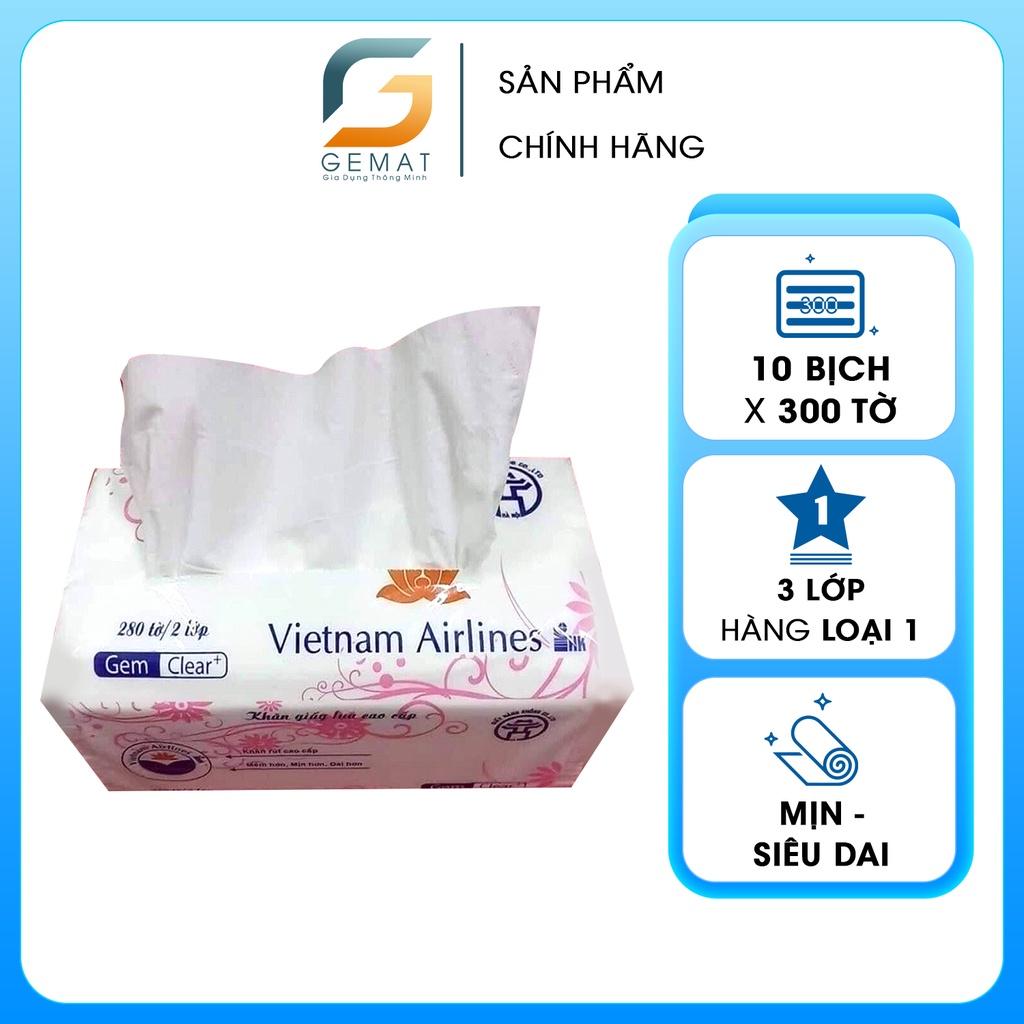 10 bịch Giấy ăn lụa, giấy rút 3 lớp gói 300 tờ Việt Nam