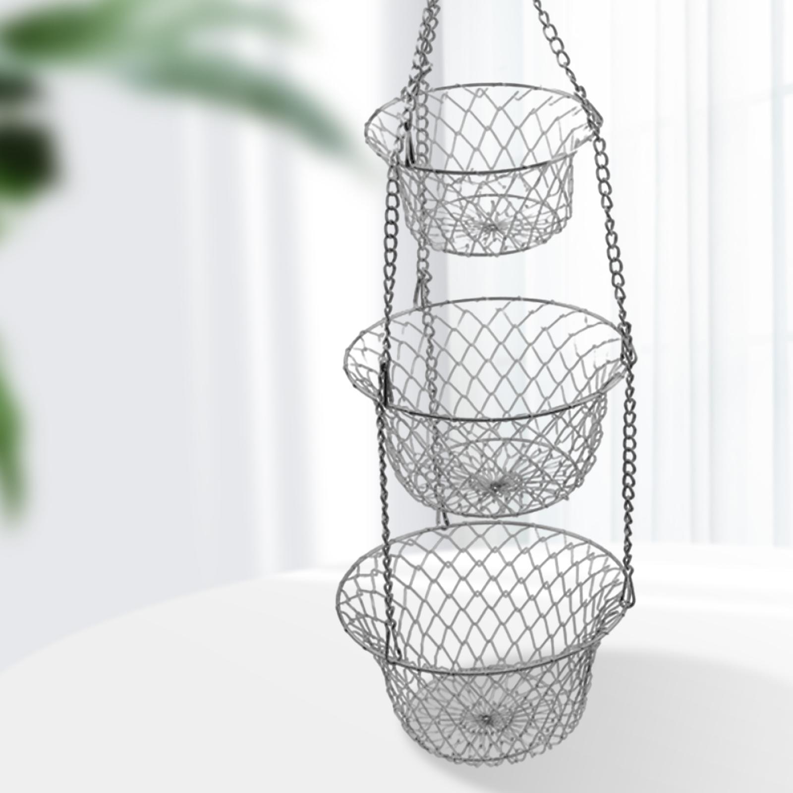 2pcs 3-Tier Fruit Vegetable Basket Fruit Hanger Stand Kitchen Organizer