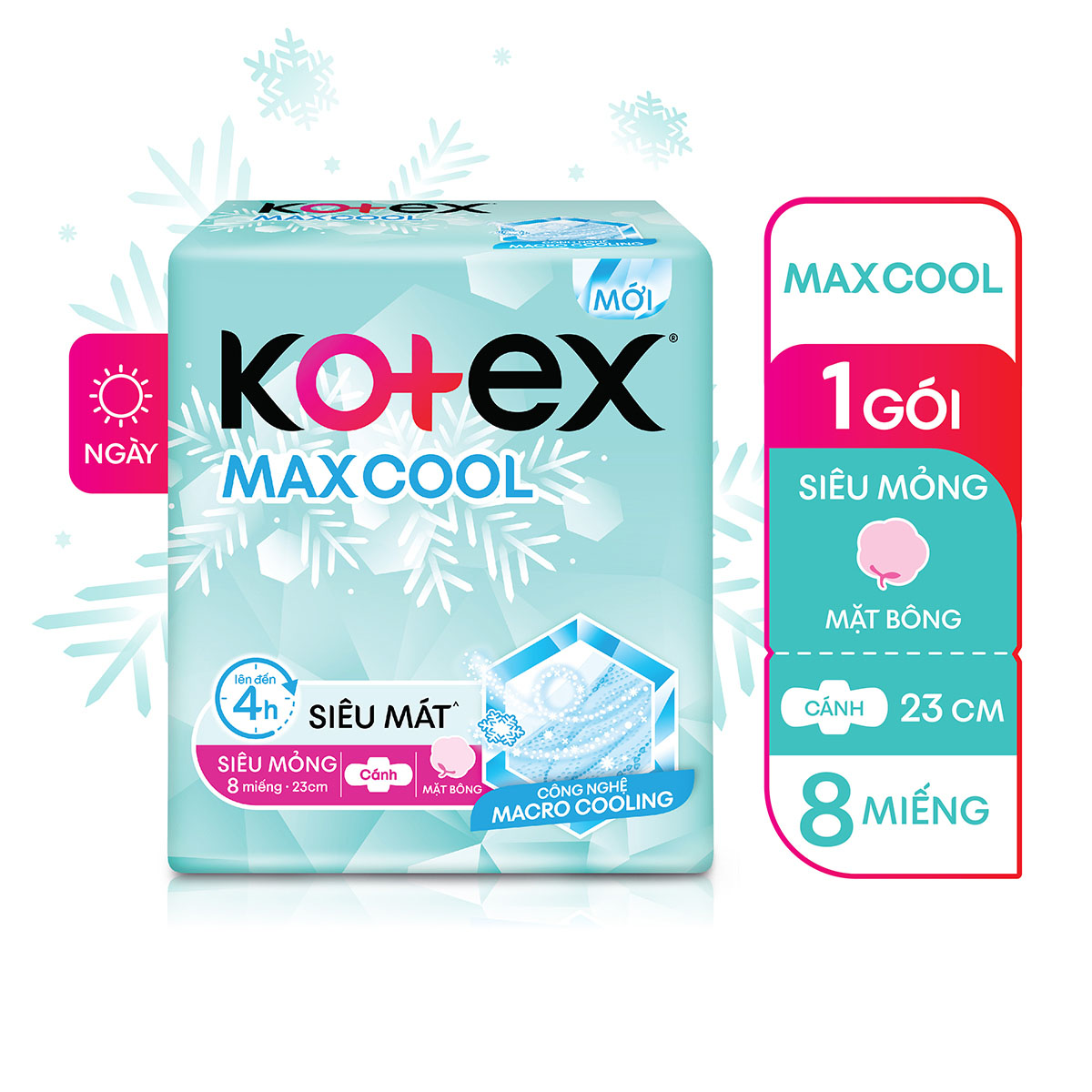 Băng Vệ Sinh Kotex Max Cool Siêu Mỏng Cánh 23cm 8 miếng