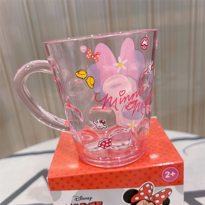Ly nhựa pha lê trong suốt Disney có quai cầm tay hình chuột Minnie Mouse cho trẻ em