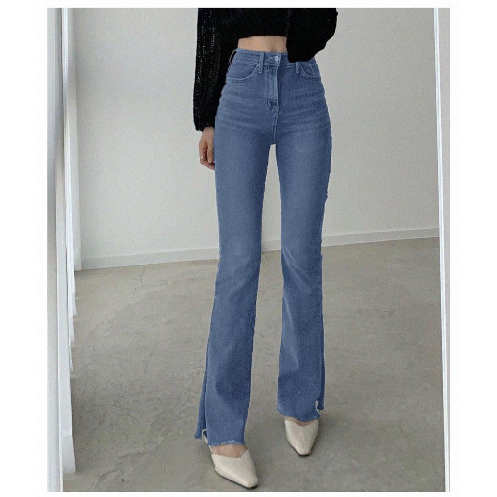 Quần jeans ống loe,Quần Jeans dài cạp siêu cao, quần jean phong cách_j13