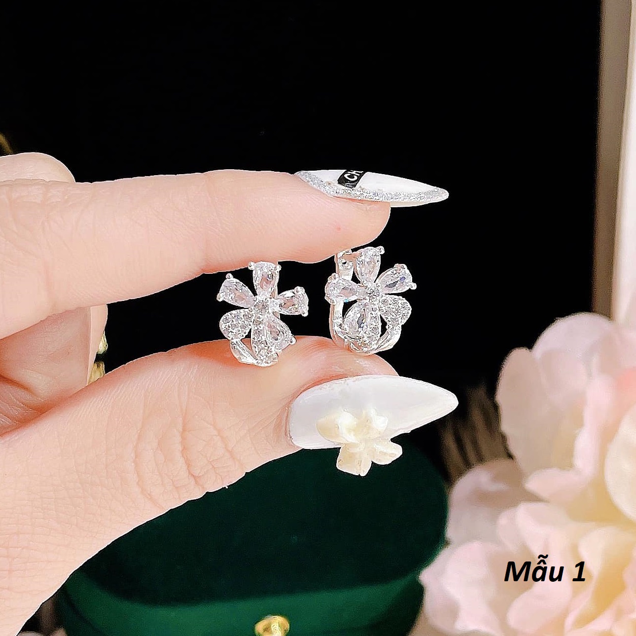 Bông tai bạc thời trang khoá bấm chất liệu bạc s925 MS068a