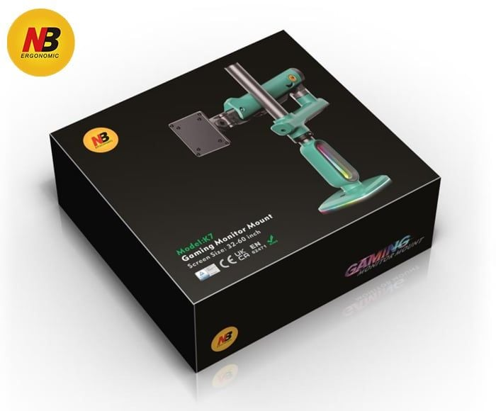 Giá Treo Màn Hình LCD Gắn Bàn NB K7 Xanh Lá LED RGB (32" - 60") – Hàng Chính Hãng