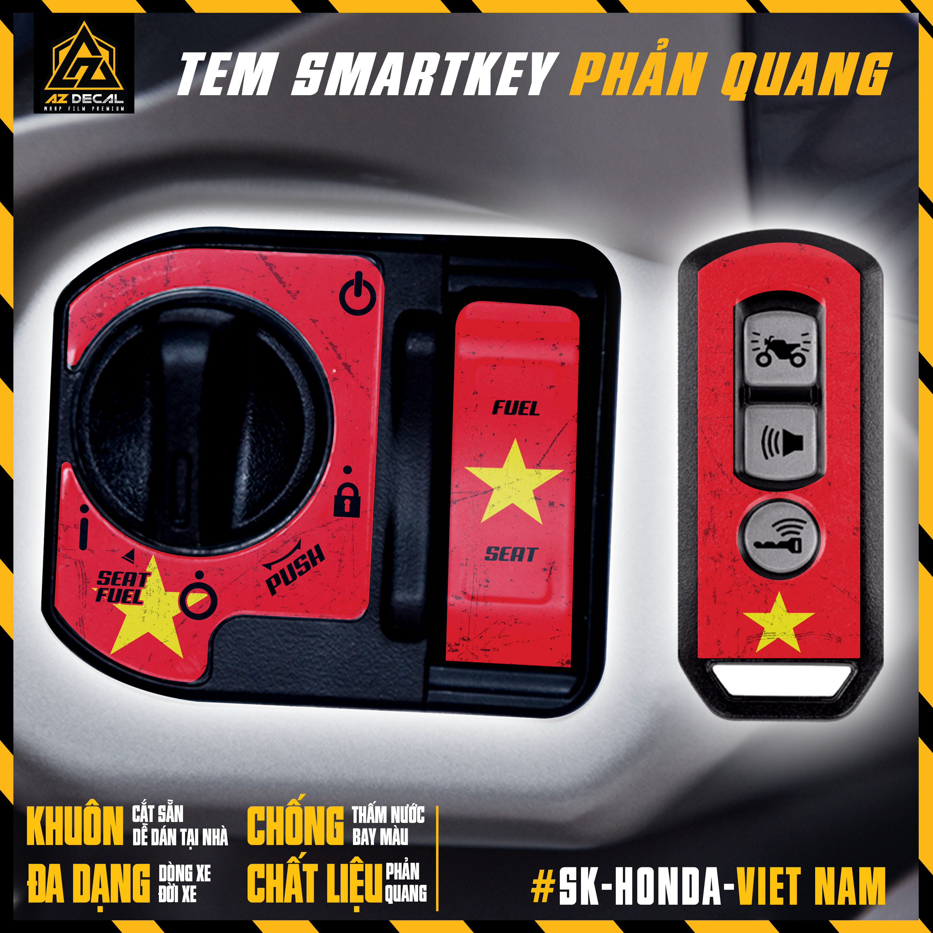 Tem Phản Quang Mẫu Cờ Việt Nam Dán Smartkey Honda SH, Vision, Vario, Airblade, Winner, Winner X,... | SK-HONDA-VIETNAM