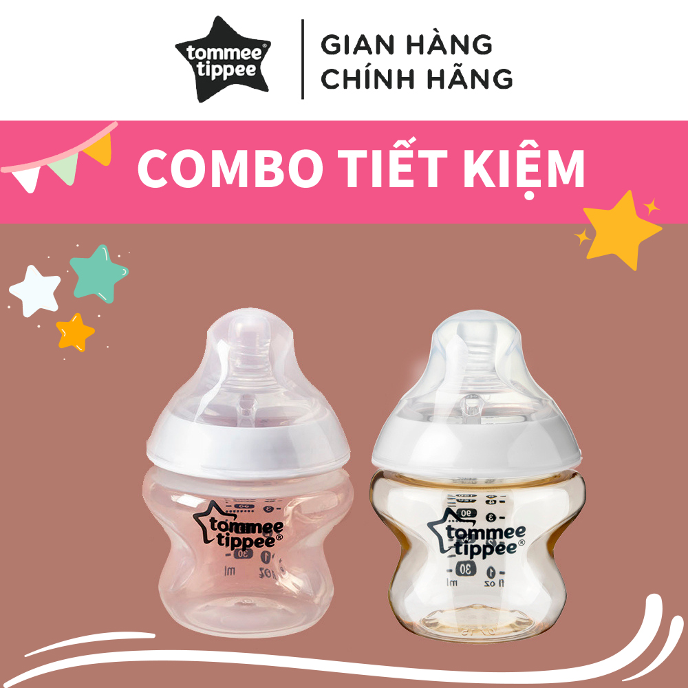 COMBO Bình sữa PPSU ty siêu mềm tự nhiên Tommee Tippee Closer to Nature 150ml &amp; Bình sữa ty siêu mềm tự nhiên 150ml