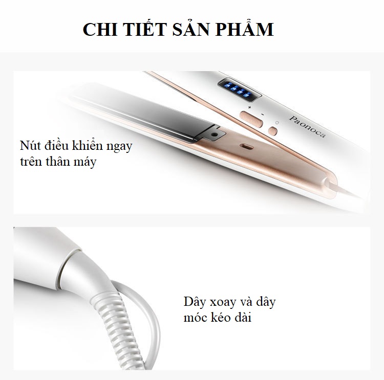 Máy Tạo Kiểu Tóc Ép, Uốn Tóc Paonoca Có Chỉnh Nhiệt Hàn Quốc PA01