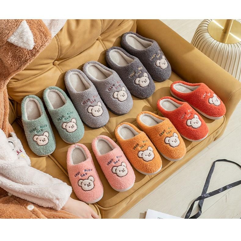 Dép sục bông unisex đi trong nhà họa tiết Gấu kute đi cực ấm chân cho mùa đông phong cách ulzzang Hàn Quốc siêu Hot TH66