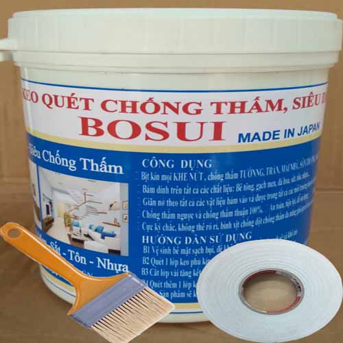 Keo quét chống thấm tường, Bịt kín mọi KHE NỨT , TRẦN, MÁI NHÀ , SÂN THƯỢNG, NHÀ VỆ SINH, MÁNG SÓI, đa năng thông minh . Tặng kèm chổi quét sơn và 2,5m vuông vải