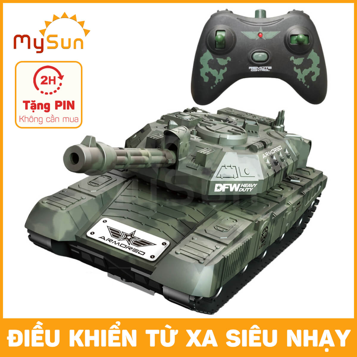 Mô hình xe tăng điều khiển từ xa đồ chơi xe tank cho bé trai MySun