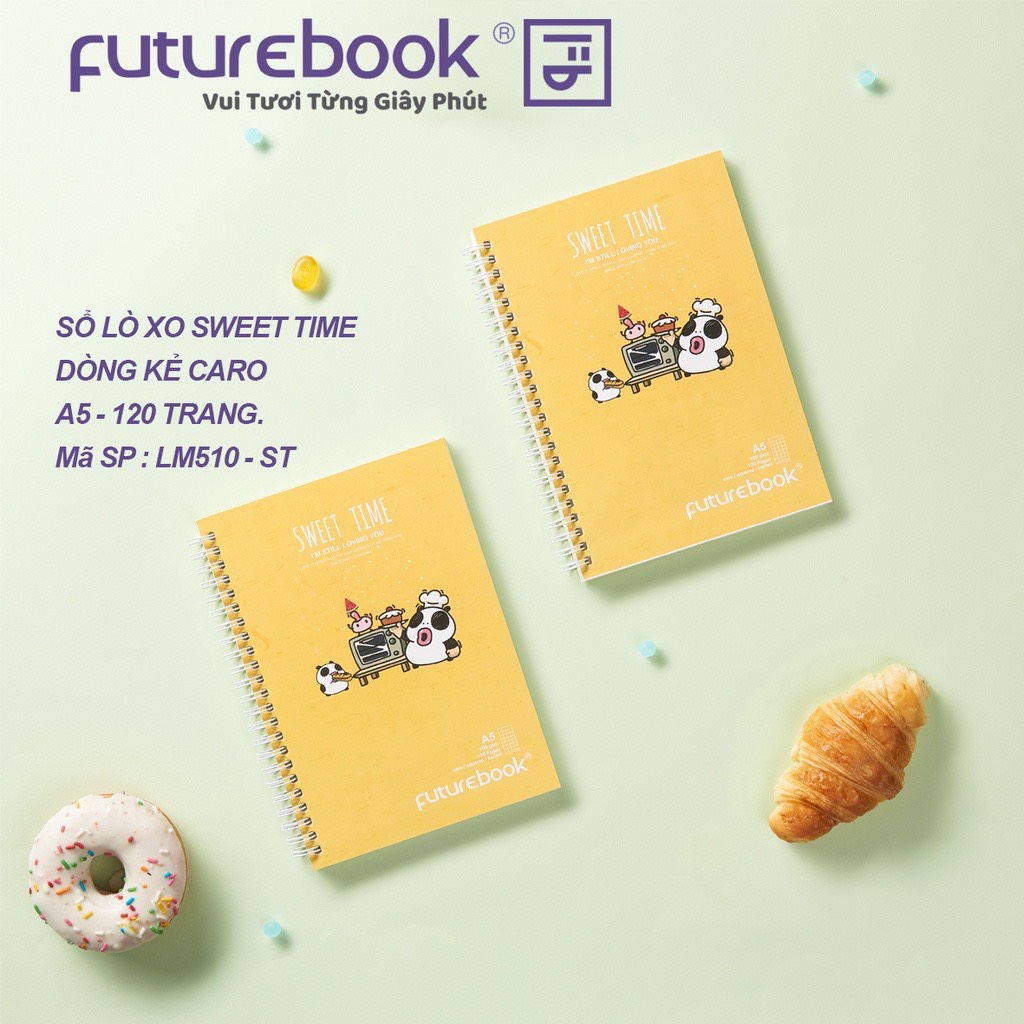FUTUREBOOK -Sổ Lò Xo Bìa Mềm A5-Dòng Kẻ Caro-Định Lượng 100GSm-120 Trang. MSP LM510