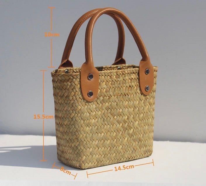 Túi nhỏ mây tre lá rơm dệt,túi xách tay nữ đan tay đi biển túi mini dệt thủ công handmade Giỏ đan lát wicker bags bamboo