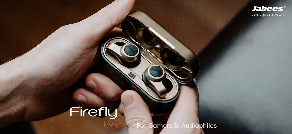 Tai nghe True Wireless Jabees Firefly Vintage - Bluetooth 5.2, Có aptX, Chế độ Gamingmode, Chống nước IPX5, Sạc không dây - Hàng chính hãng