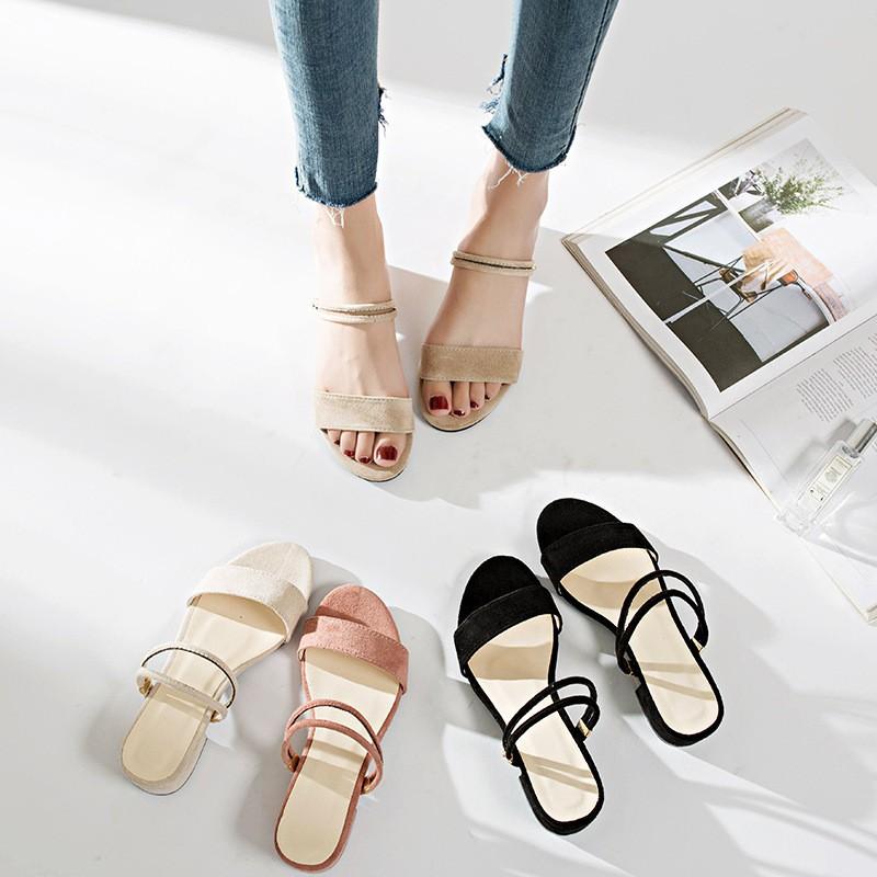 Sandal Cao Gót Soras️️ Dép Sandan 2 quai mảnh chất Da lộn cực Trẻ Trung dễ Mix đồ cao 3P SA911