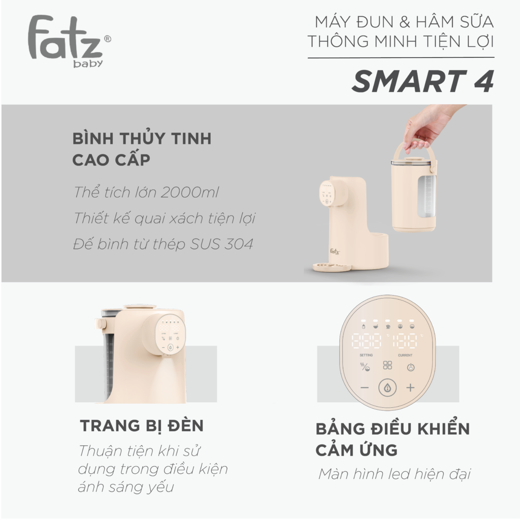 Máy đun Nước Và Hâm Nước Pha Sữa Thông Minh Tiện Lợi Fatz Baby Smart 4 FB3819HB