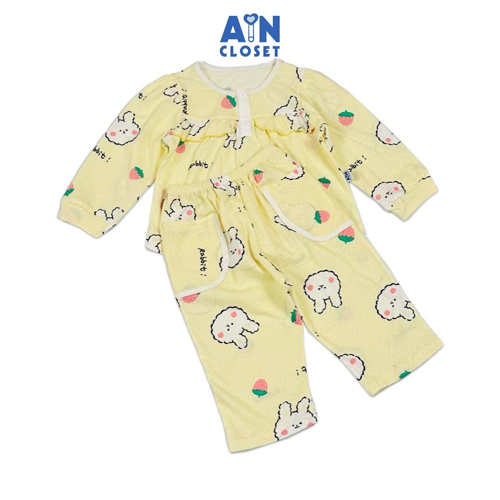 Bộ quần áo Dài bé gái họa tiết Thỏ Vàng Thun cotton - AICDBG8FNPRP - AIN Closet
