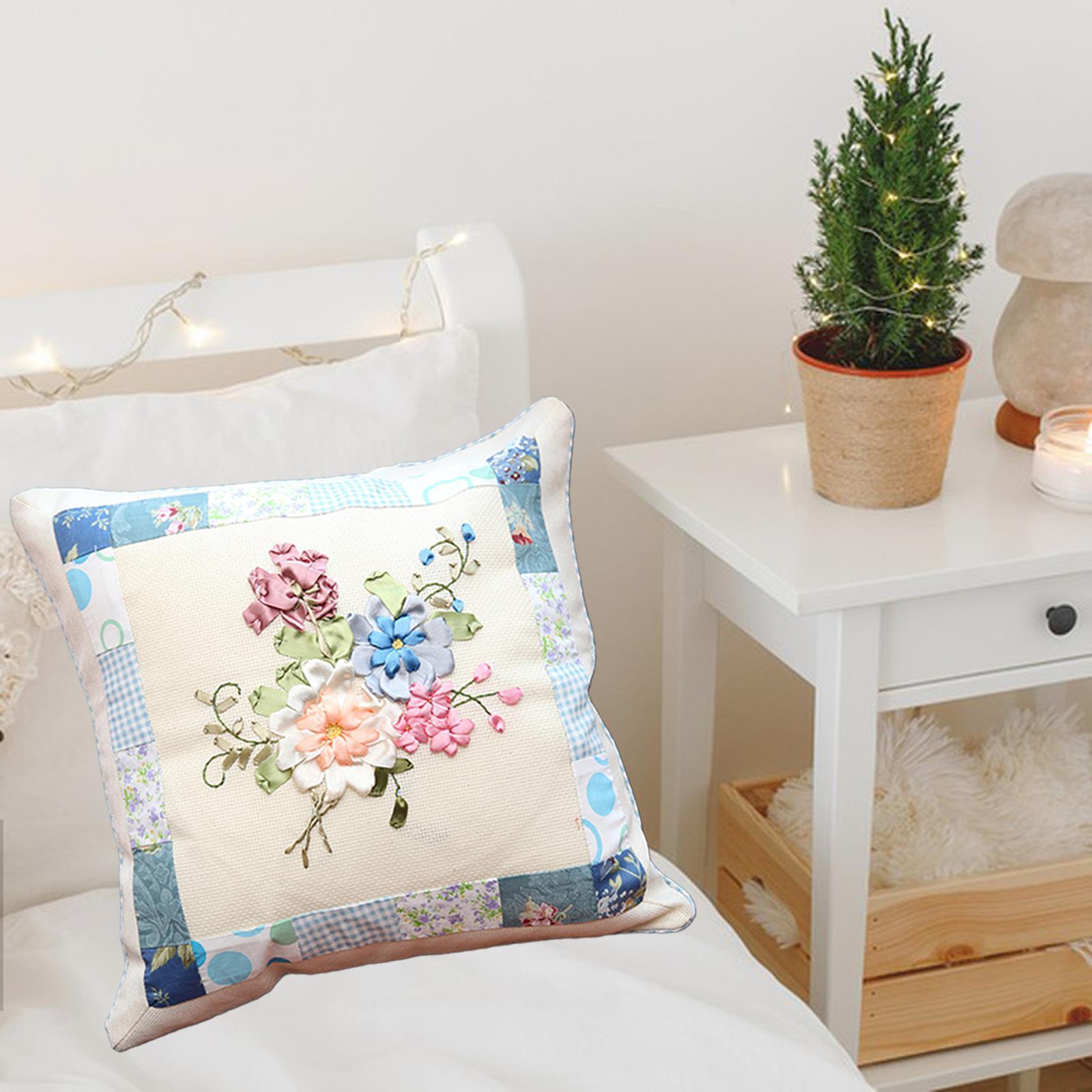 Embroidery Pillow Covers Sewing Craft Floral Pattern for Wedding Bedroom