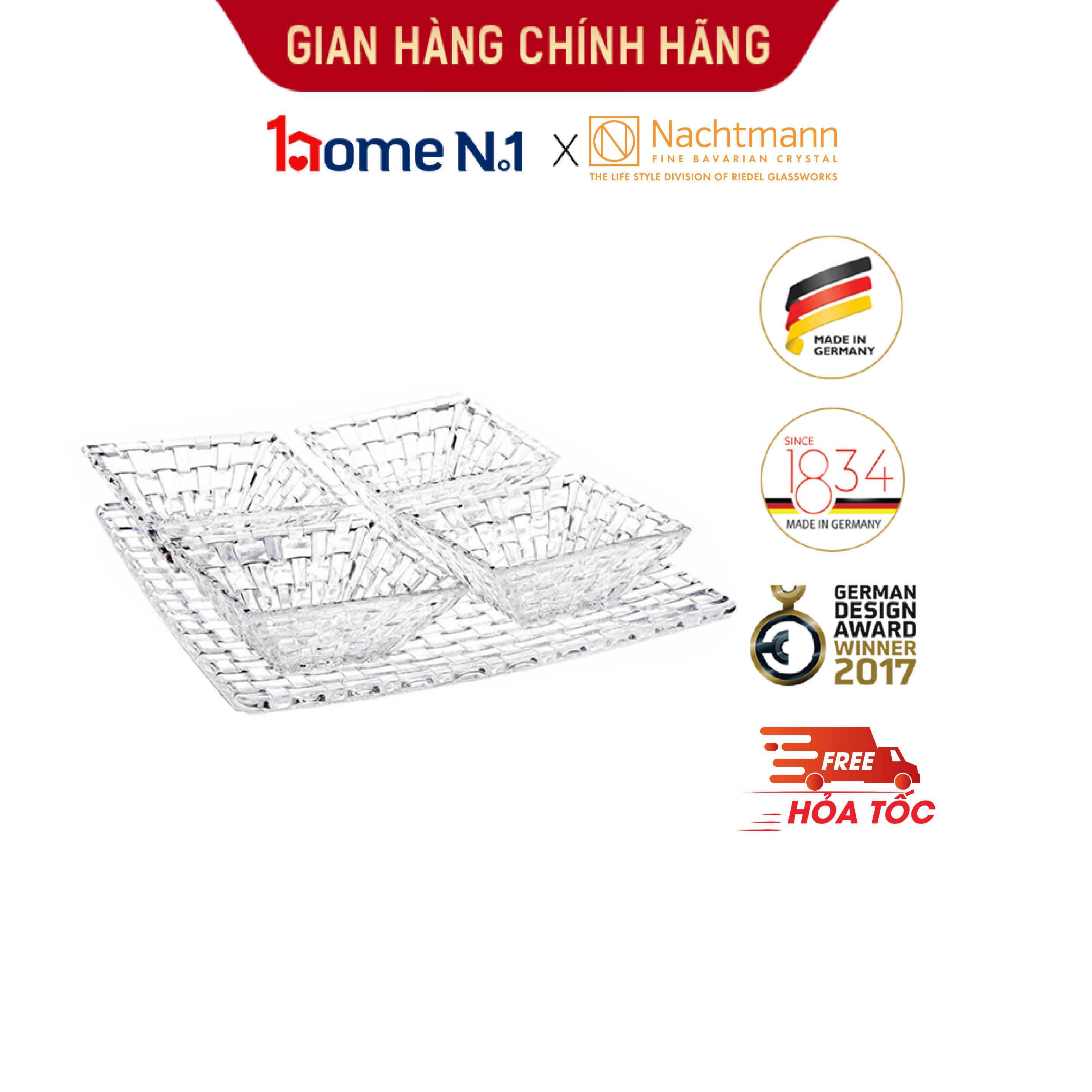 Hình ảnh Bộ đĩa & khay pha lê Nachtmann Bossa Nova 5 món - Hàng chính hãng Đức