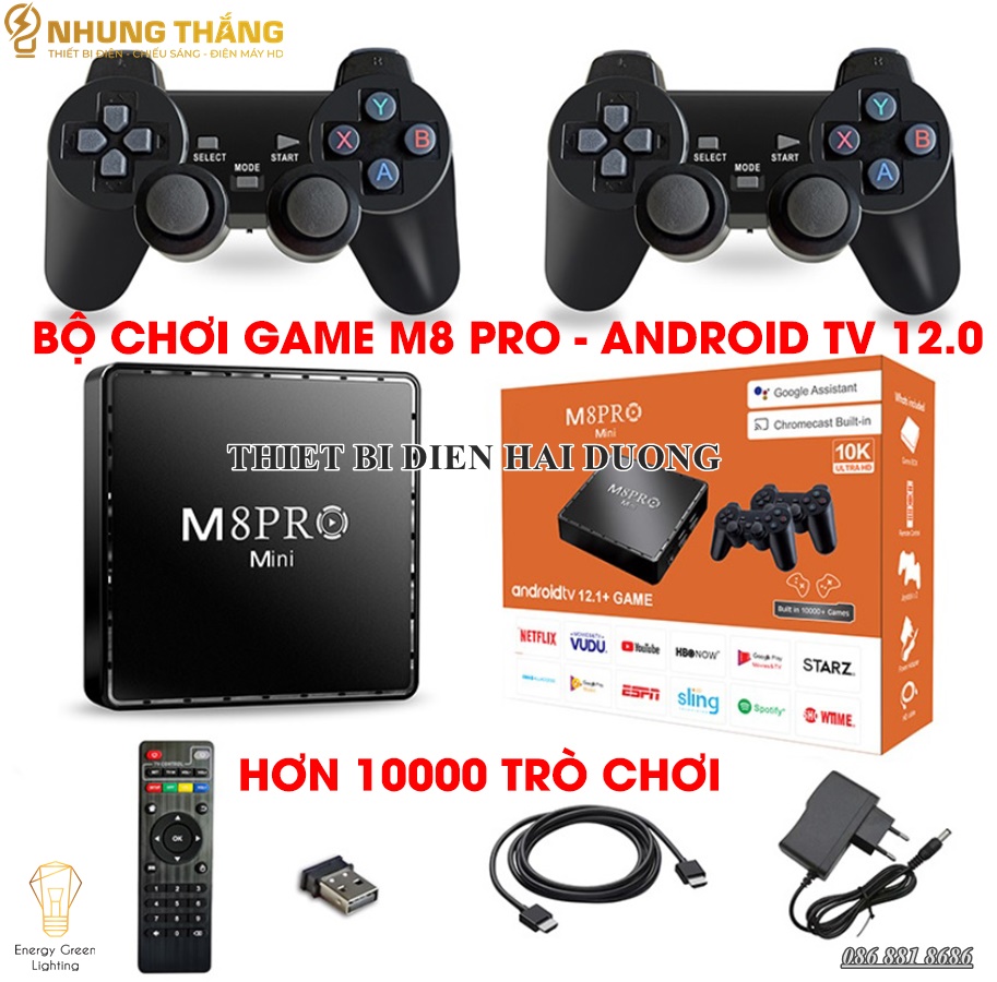 Máy Chơi Game M8 Pro - Android 12.0 - Kết Nối Không Dây WIFI - HDMI TV 10000 Trò Chơi - Kèm Thẻ Nhớ 64gb - CÓ VIDEO